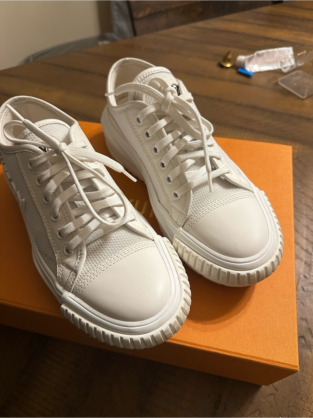 Louis Vuitton Squad Trainer Sneakers with Brown Monogram Heel Tab - Picture 6 of 7